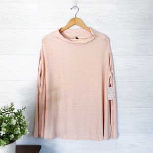 NWT Free People Pink Mock Neck Detail Back 208